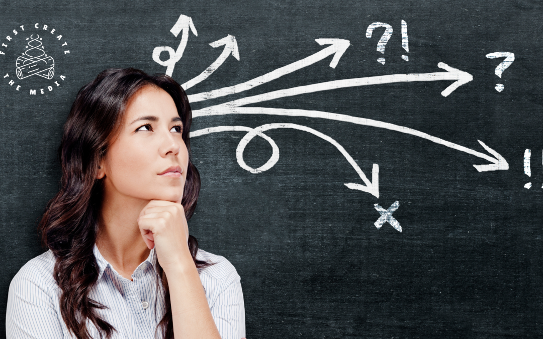A woman choosing between options
