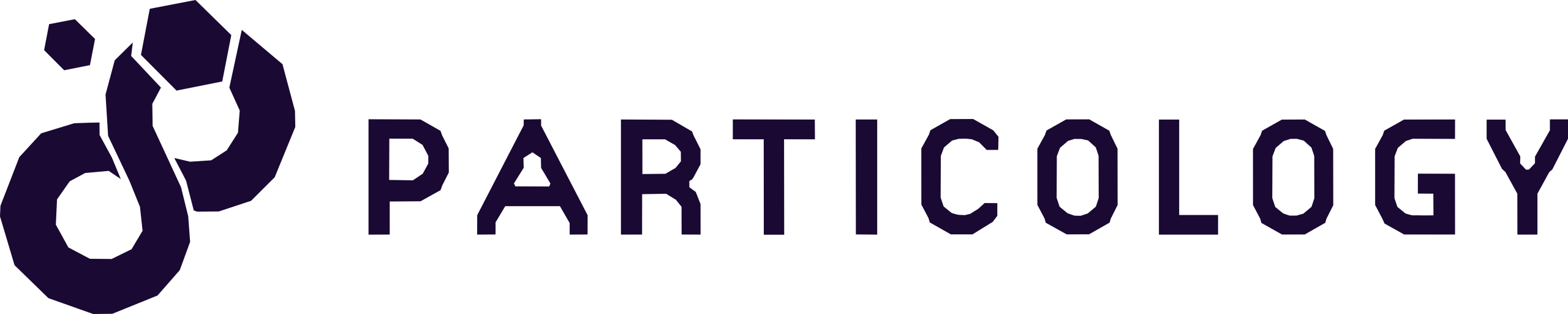 Particology logo featuring an infinity sign with a cutout hexagon